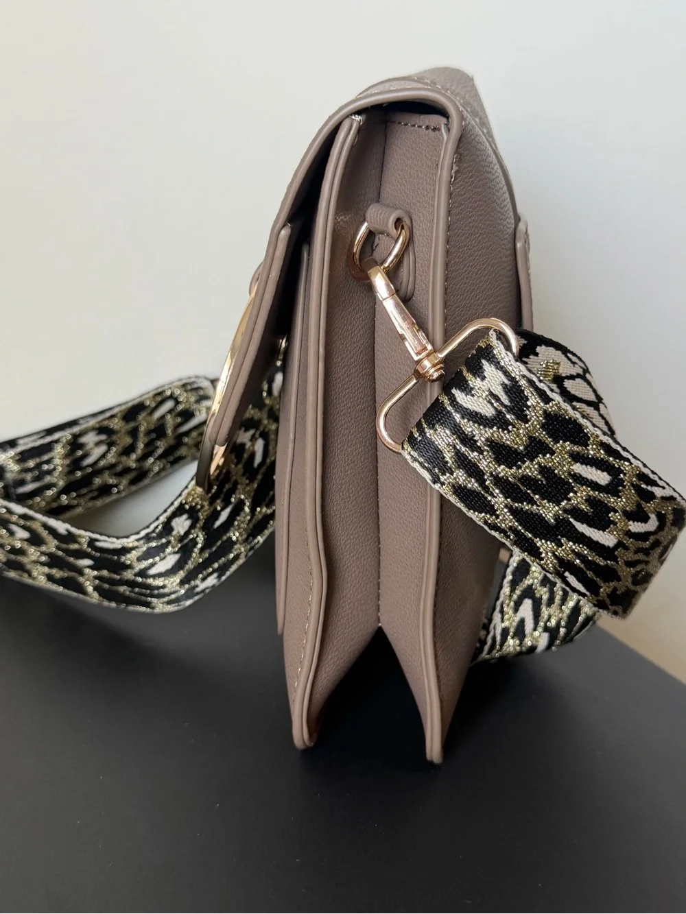 Taupe Crossbody Bag with Gold Ring Accent by Brentano